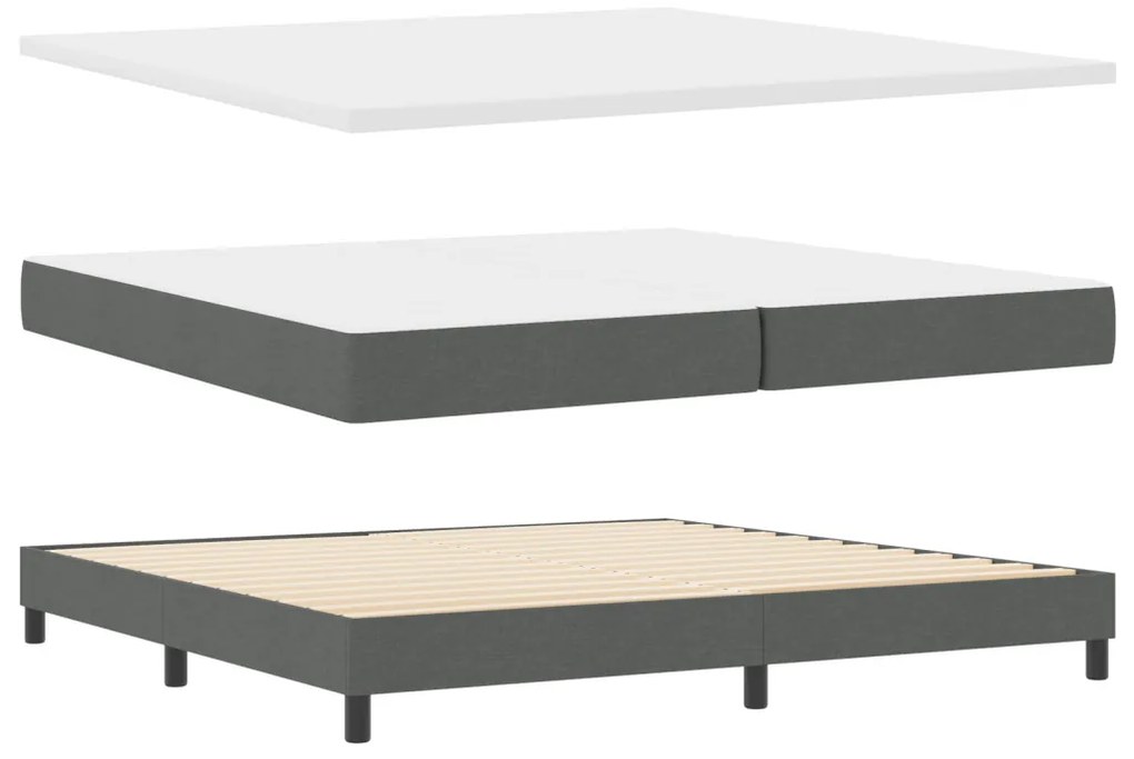 Boxspring ágy matraccal sötétszürke 200x200 cm szövet