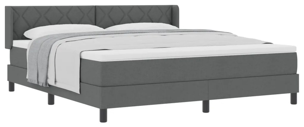 Boxspringágy matraccal - Sötétszürke, 180 x 200 cm, Szövet.