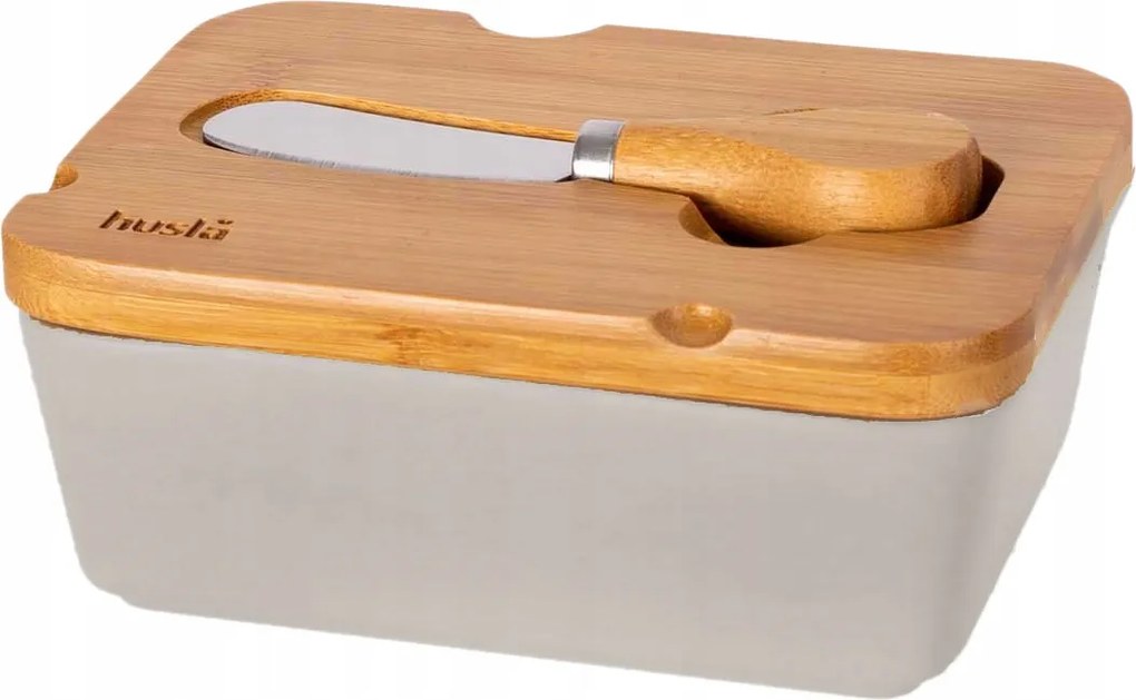 Porcelán Vajtartó Husla Késsel 73971 Bézs