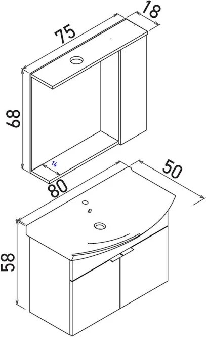 Purus mosdószekrény, 80 cm – TR785PNC1715