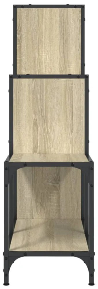 sonoma tölgy színű szerelt fa és fém könyvszekrény 92x30x102 cm