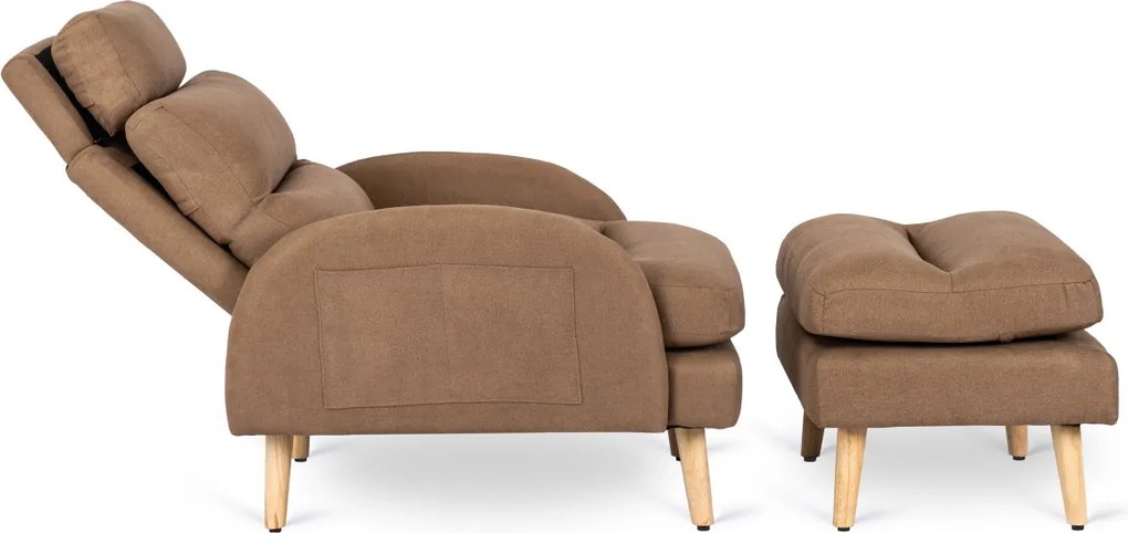 Pihenőfotel barna színben, lábtartóval HENRY