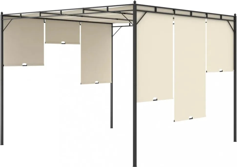 krémszínű kerti pavilon oldalfüggönnyel 3 x 3 x 2,25 m