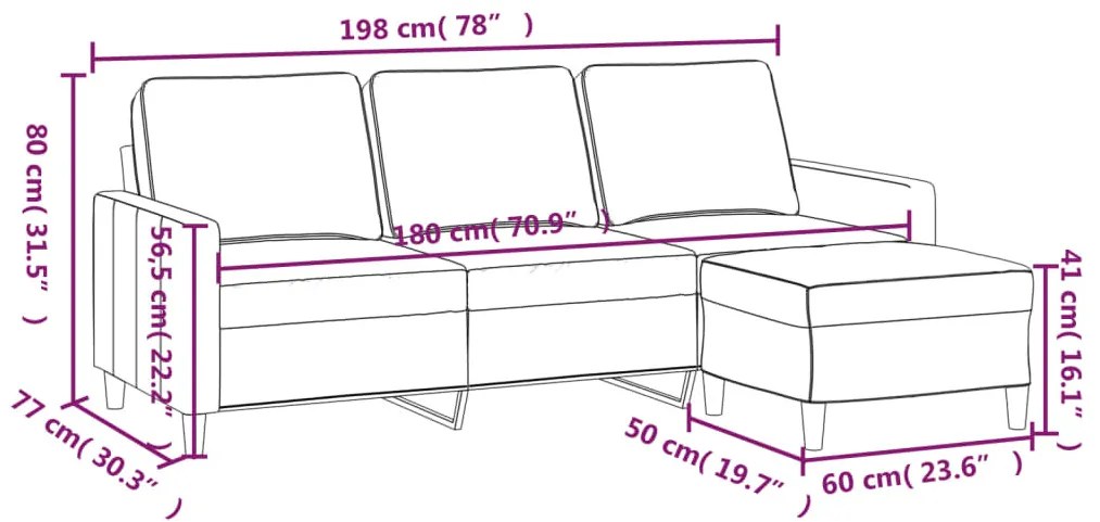 3 személyes sárga bársonykanapé lábtartóval 180 cm