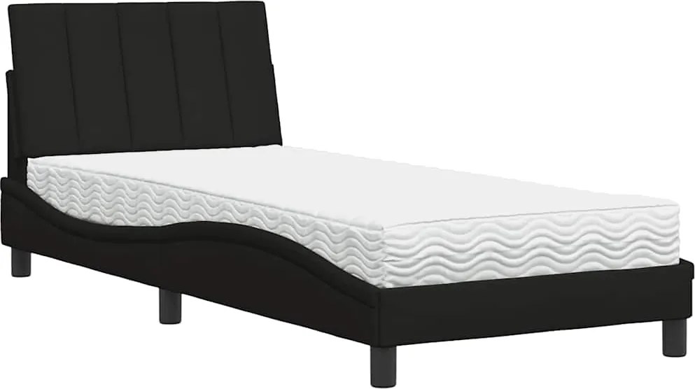 vidaXL fekete szövet ágy matraccal Hanko 90x200 cm