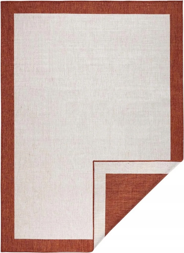 Teraszszőnyeg 200x290cm kétoldalas zsinóros,barna krémszínű lapos szövésű