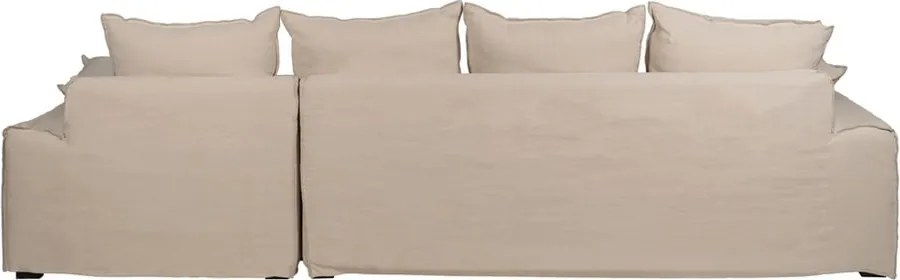 Krémszínű len sarokkanapé (jobb oldali-heverő résszel) – Ixia