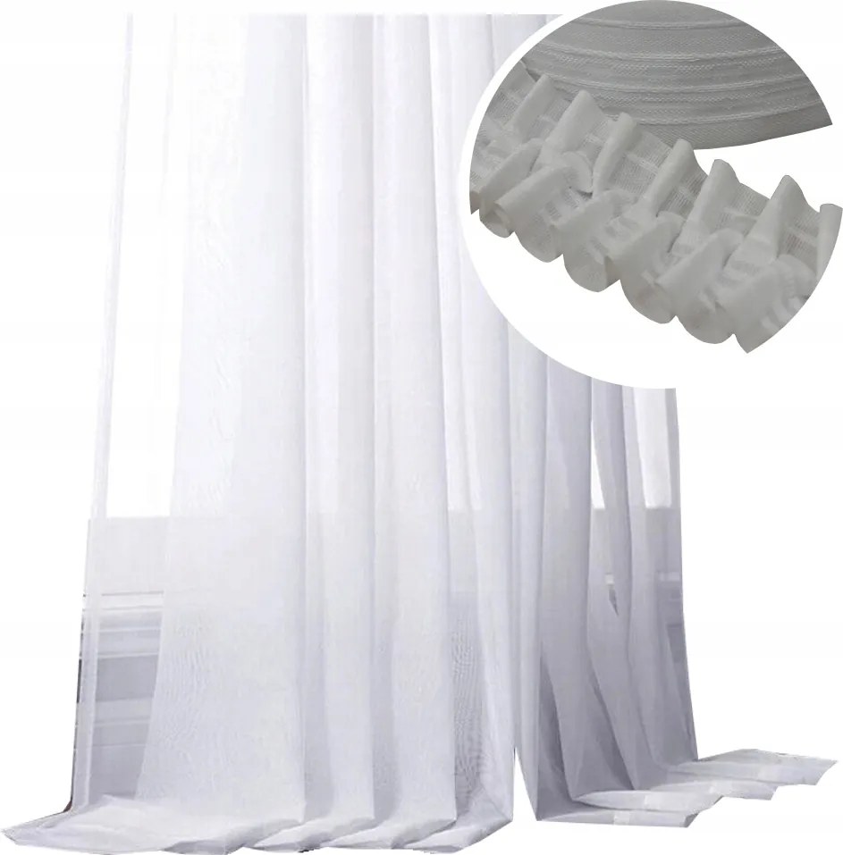 Fátyolfüggöny Kész Fátyolfüggöny fehér szalaggal 400x240 cm magas