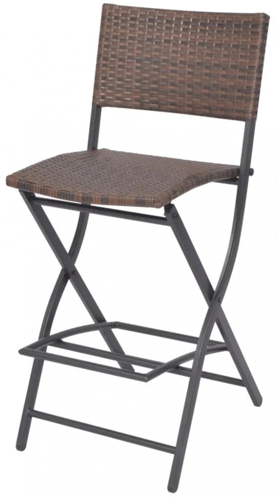 7-részes barna kerti polyrattan/acél összecsukható étkezőszett