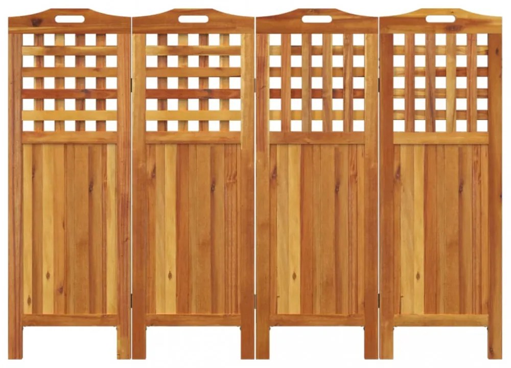4 paneles tömör akácfa térelválasztó 162x2x115 cm