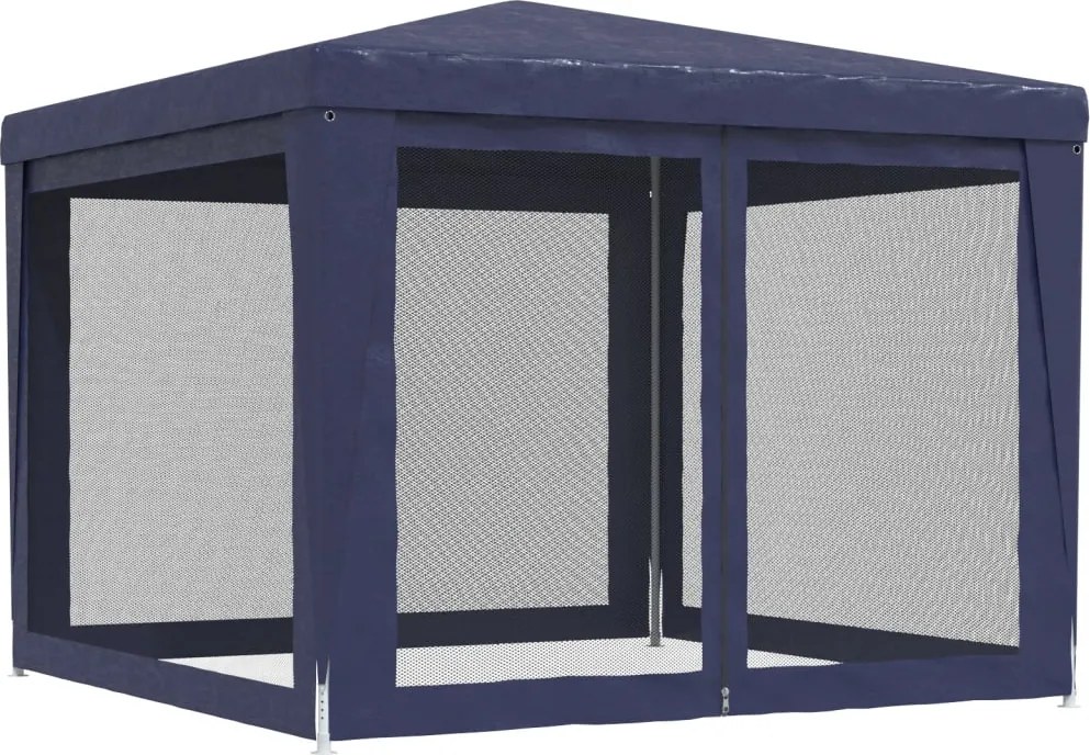 Kék HDPE rendezvénysátor 4 hálós oldalfallal 3x3 m
