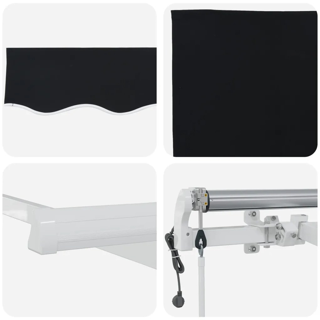 Automatikus Behúzható Napellenző Fekete 450x300 cm