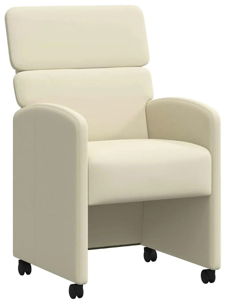 vidaXL Kerekes Étkező Székek 2 pcs Krém 58 x 65 x 98 cm Műbőr
