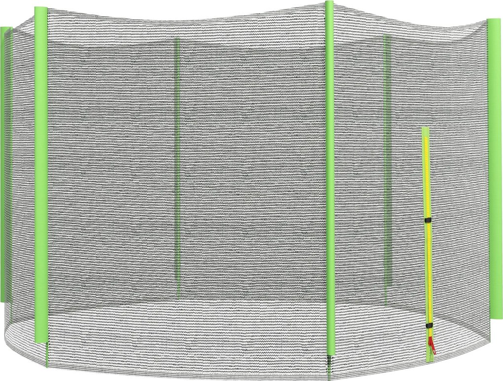 SPORTNOW 305 cm Trampolin Biztonsági Háló Kerek Trampolin Háló Kültéri Védekező Háló 6 Egyenes Polccal Zöld | Aosom