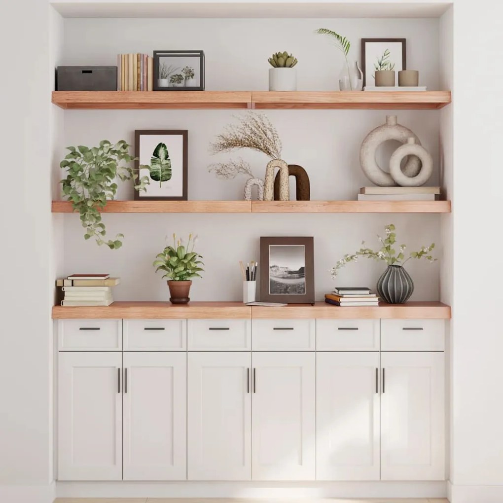 világosbarna kezelt tömör tölgyfa fali polc 180 x 40 x (2-6) cm