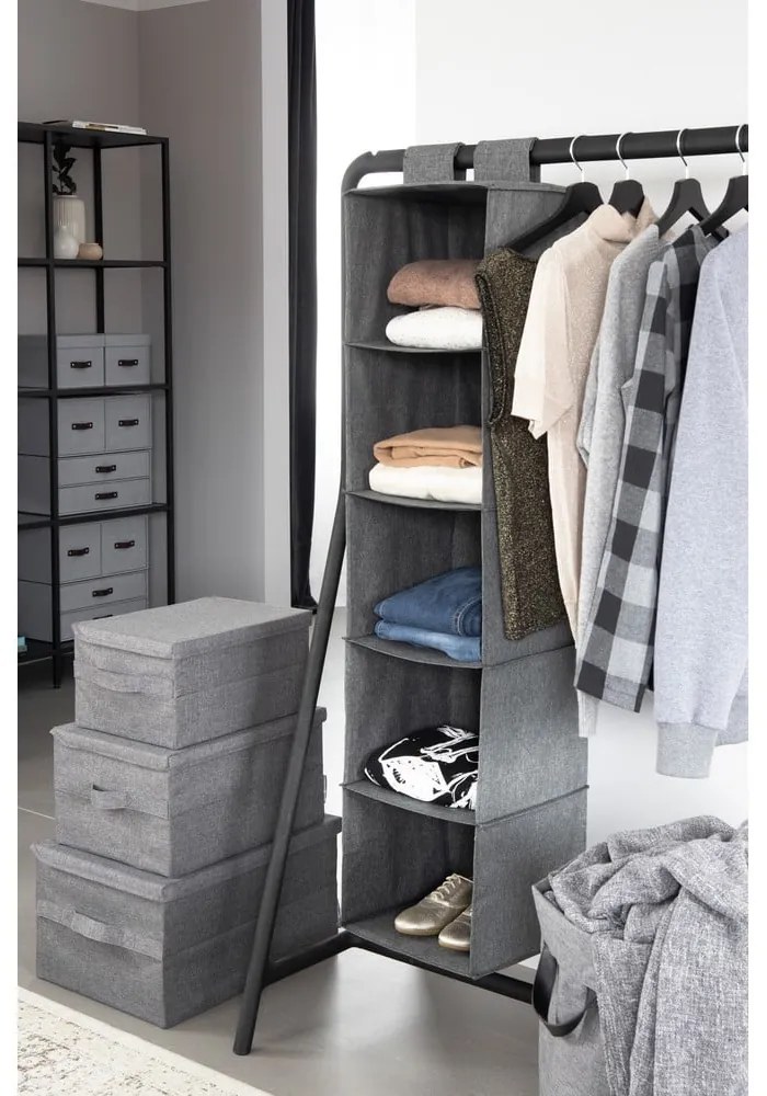 Szürke fedeles textil tárolódoboz 34x45x25 cm Soft Storage – Bigso Box of Sweden