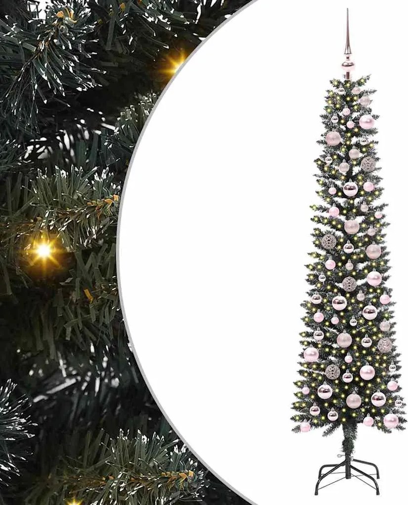vidaXL Mű karácsonyfa 300 LED-del Zöld 180 cm PVC és Műanyag és Acél