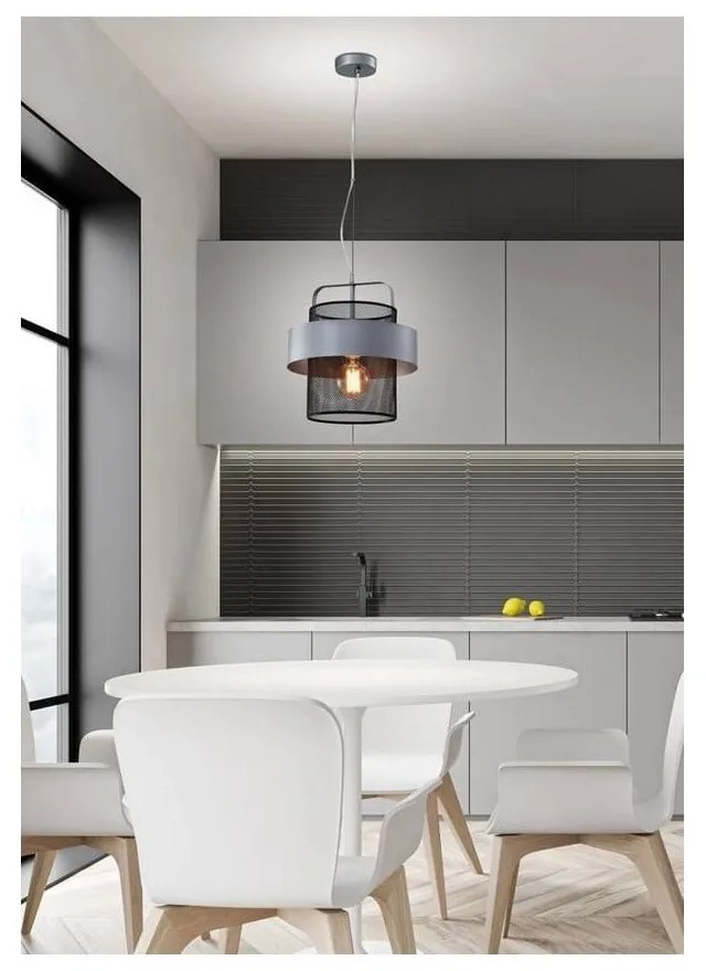 Fekete-ezüstszínű fém függőlámpa ø 30 cm Fiba – Candellux Lighting