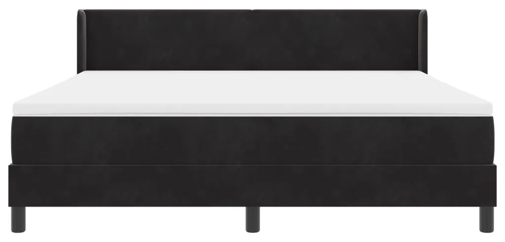 Boxspring Ágy Mattal Fekete 180x200 cm Bársony