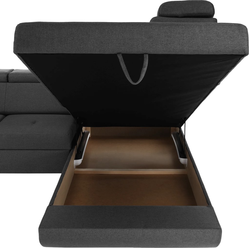 Ülőgarnitúra, sötétszürke, szövet Stark, jobbos, MAVIS