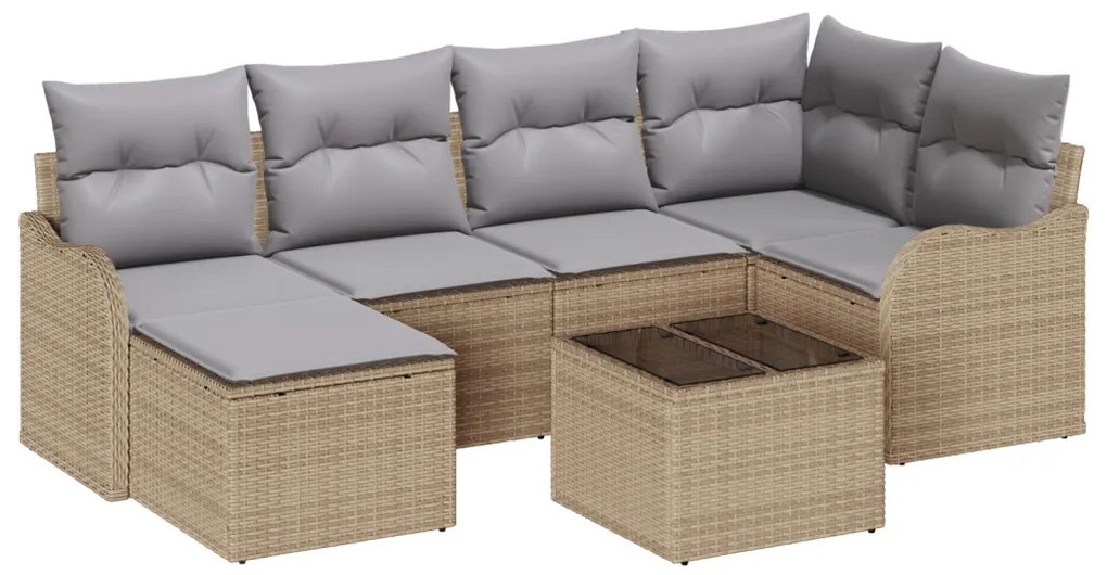 7 részes kertkanapé szett párnákkal fekete poly rattan
