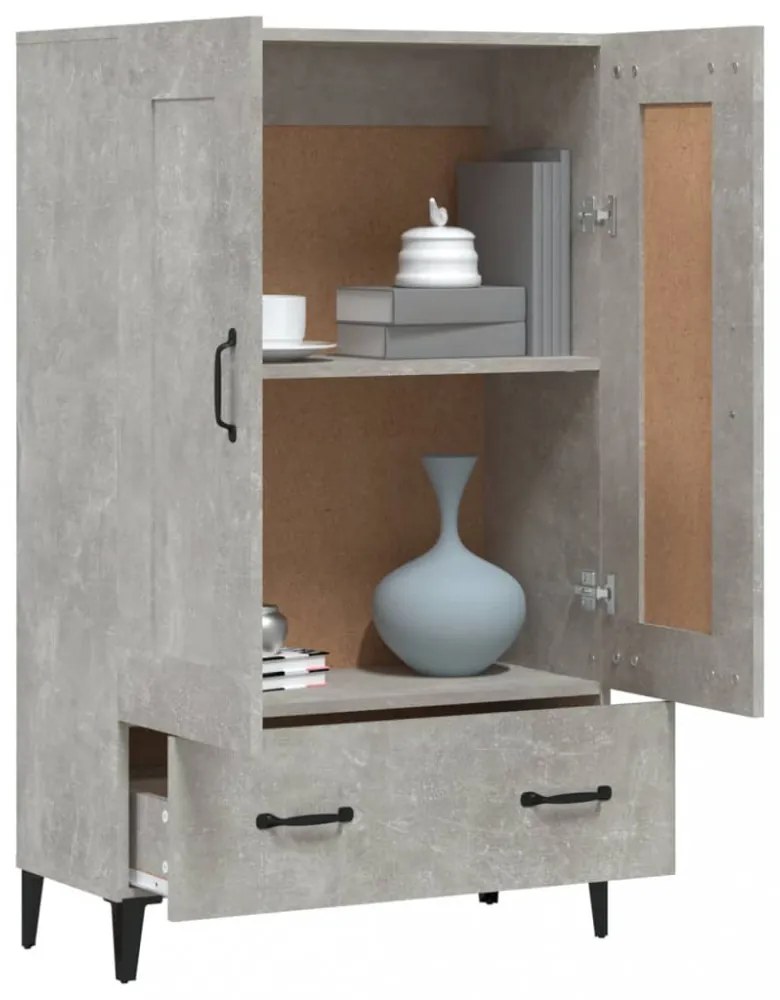 betonszürke szerelt fa magasszekrény 70 x 31 x 115 cm