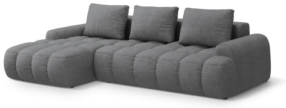 Szürke kinyitható-tárolóhelyes sarokkanapé (bal oldali-heverő résszel) Linz – Cosmopolitan Design
