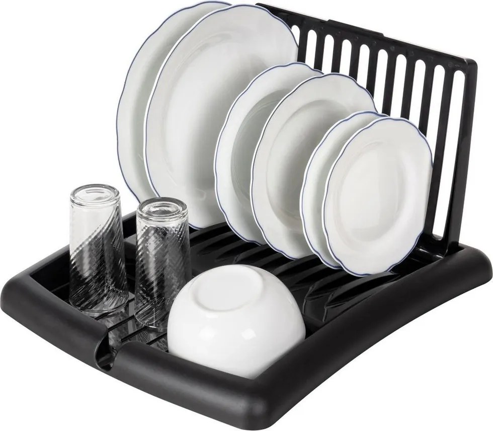 Konyhai szárítógép edénycsepegtető tányérok bögrék egyszintes fekete