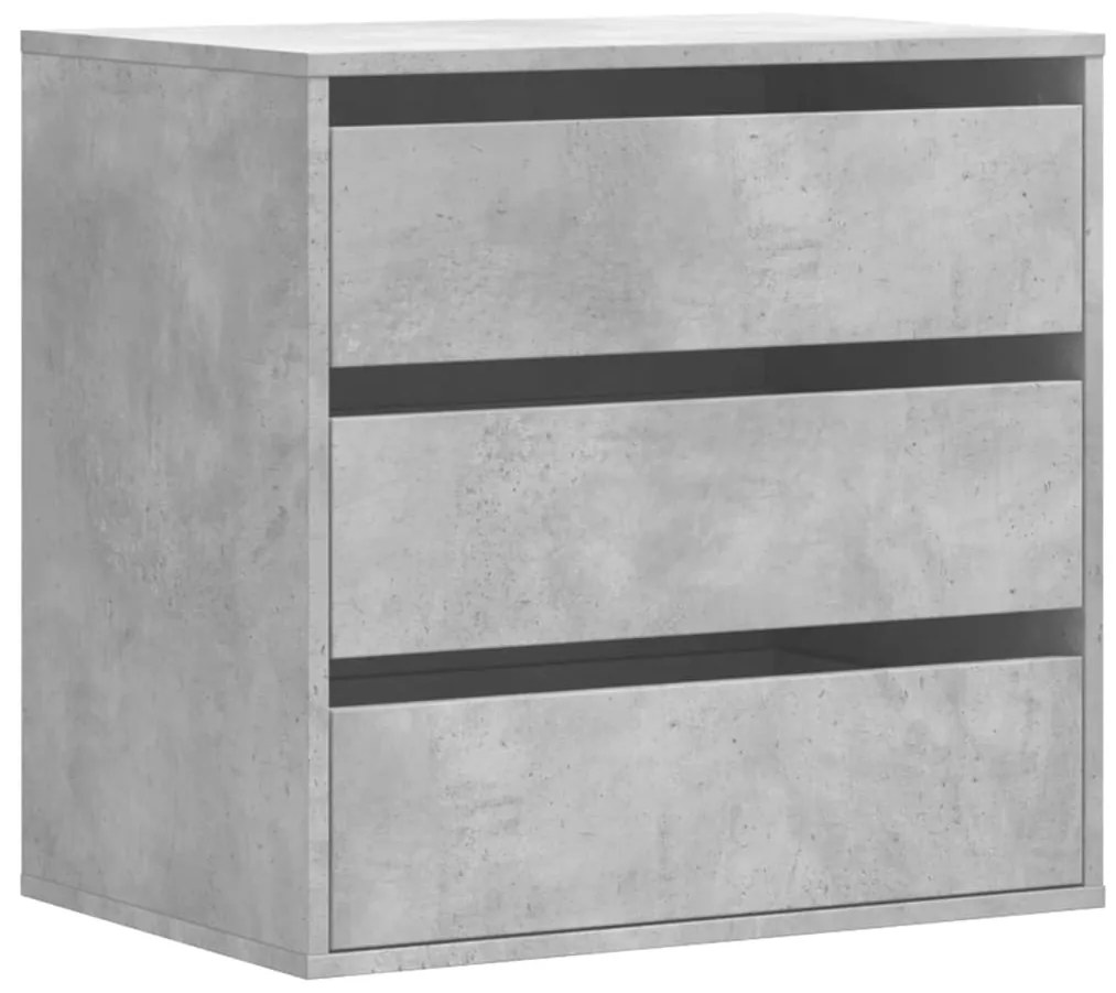 betonszürke szerelt fa fiókos sarokszekrény 60 x 41 x 58 cm