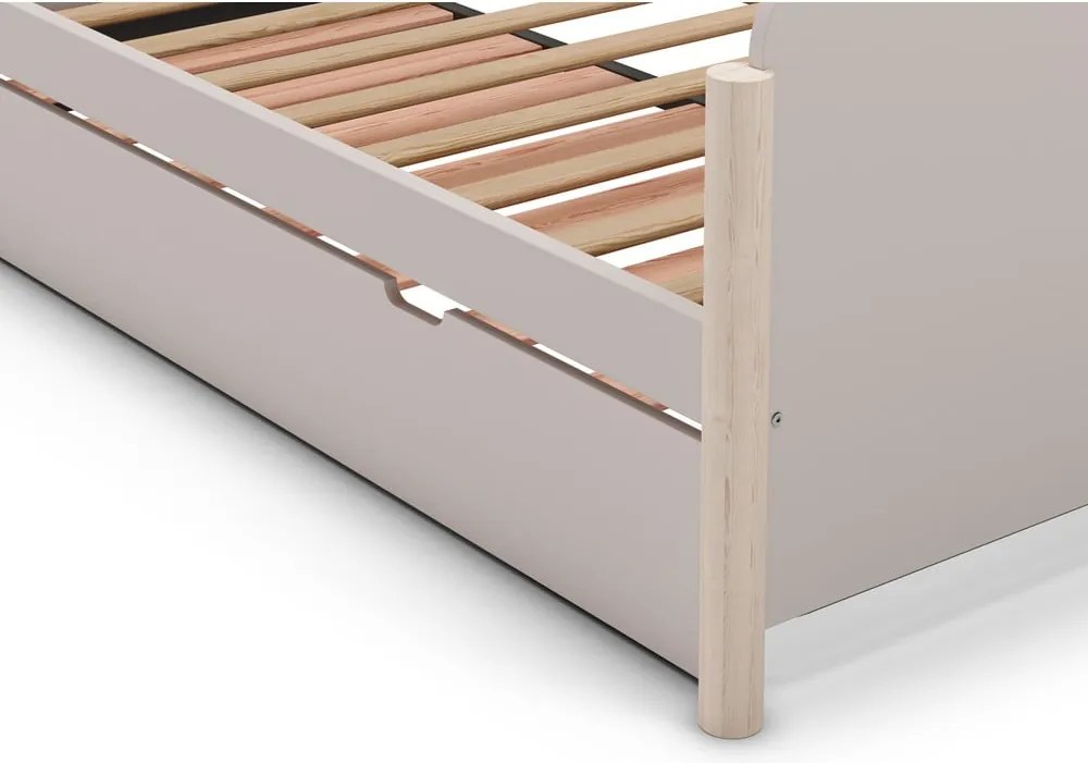 Krémszínű borovi fenyő gyerekágy kihúzható pótággyal 90x190 cm Enola – Marckeric