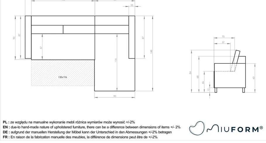 Bézs kordbársony kinyitható sarokkanapé (jobb oldali) Lofty Lilly – Miuform