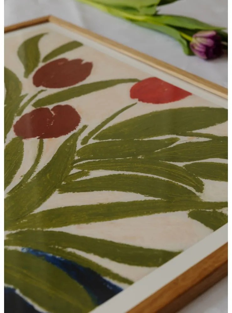 Poszter 70x50 cm Tulips in a Blue Vase – Anine Cecilie Iversen – The Poster Club