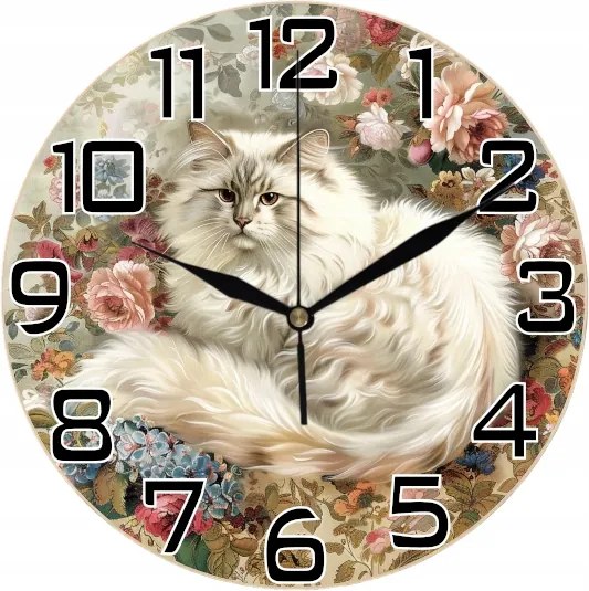 Falióra Bolyhos Macska Virágokkal Tökéletes Ajándék Csendes Mechanizmus