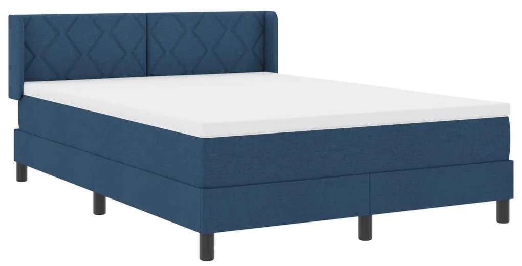 Boxspring ágy matracra, kék, 140 x 200 cm, szövet