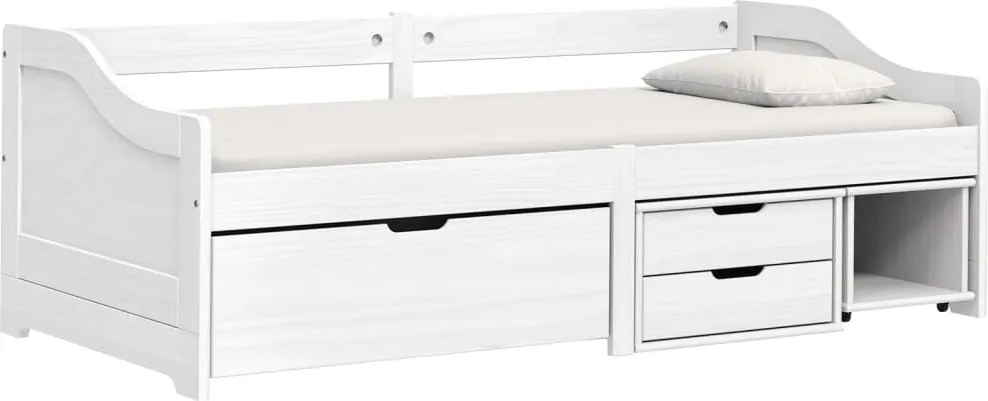 vidaXL IRUN fehér tömör fenyőfa kanapéágy 3 fiókkal 90 x 200 cm