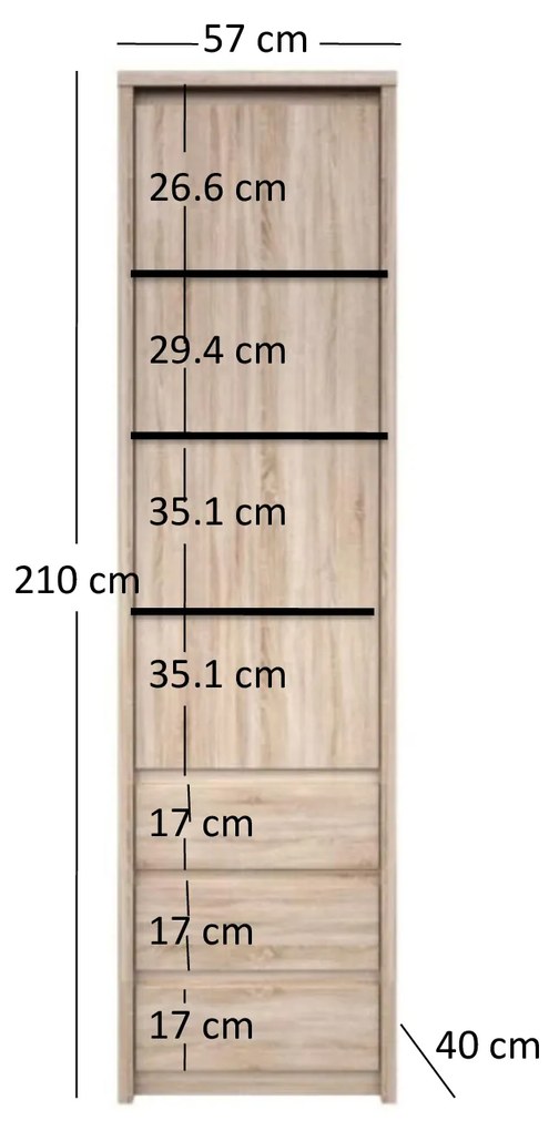 Regál Noella 1D3S (szonoma tölgy). 1053124