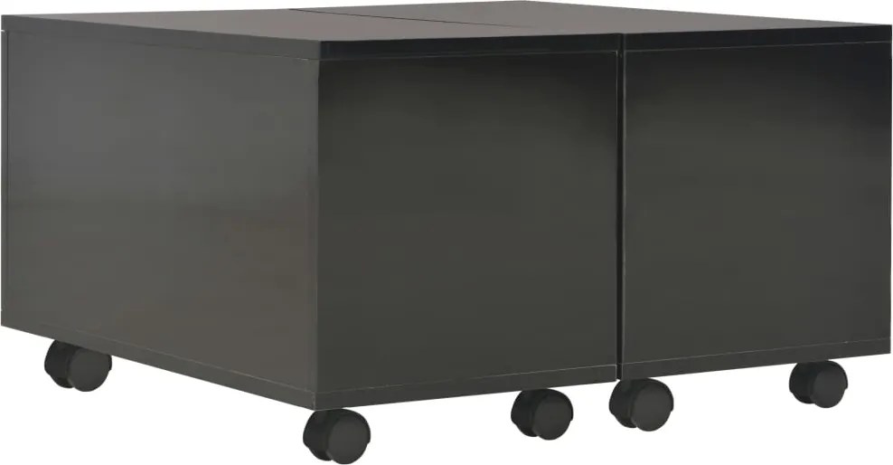 vidaXL magasfényű fekete szerelt fa dohányzóasztal 60 x 60 x 35 cm