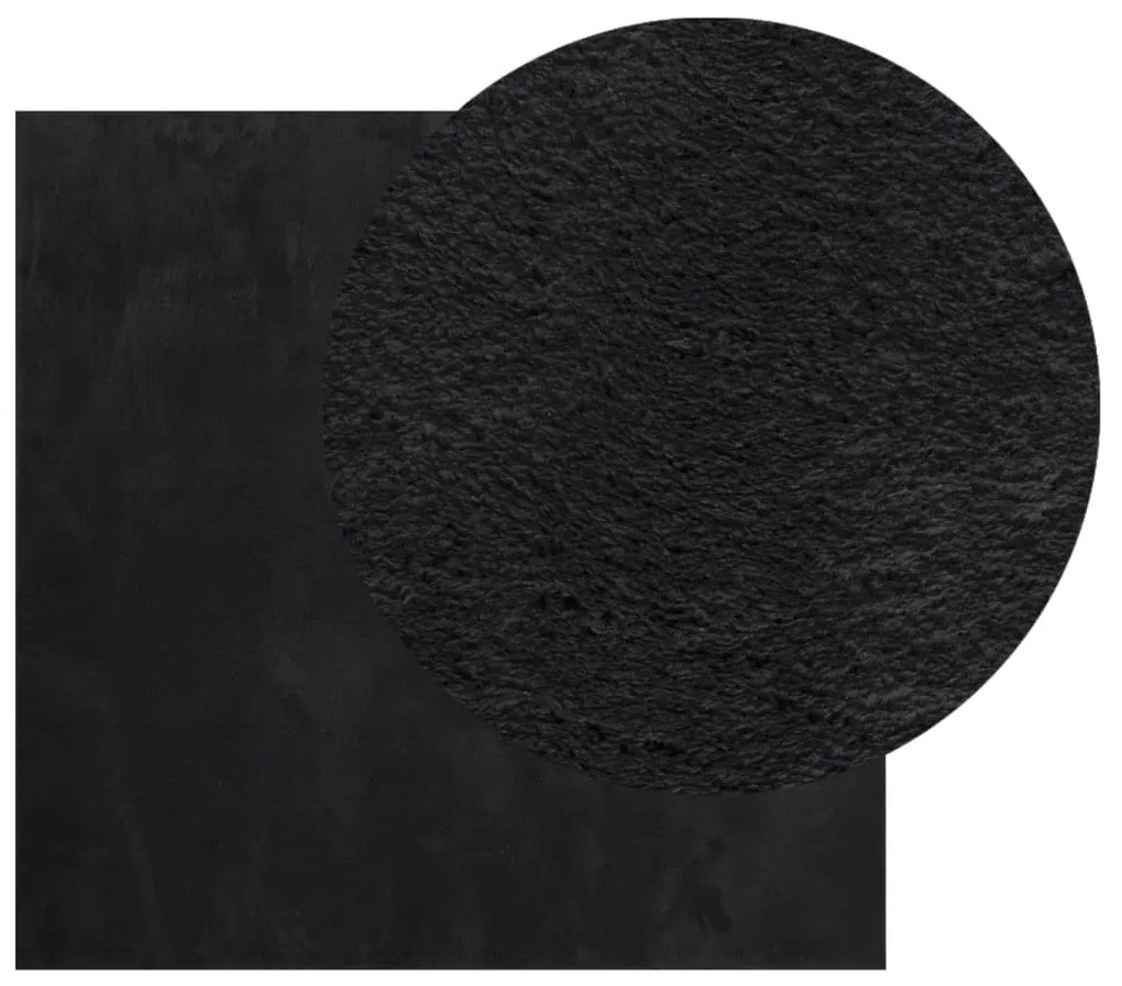 HUARTE fekete rövid szálú puha és mosható szőnyeg 200 x 200 cm