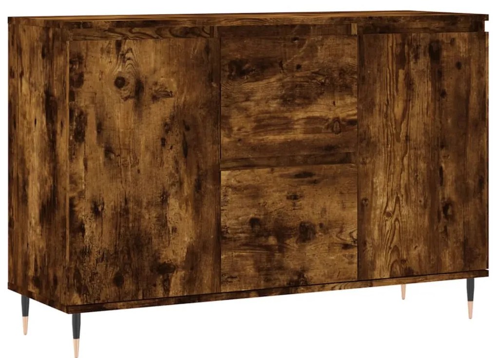 füstös tölgy színű szerelt fa tálalószekrény 101,5 x 35 x 70 cm