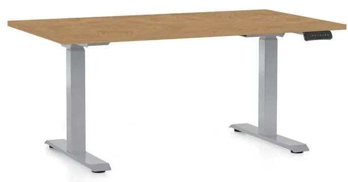 OfficeTech D állítható magasságú asztal, 120 x 80 cm, szürke alap, köves tölgy