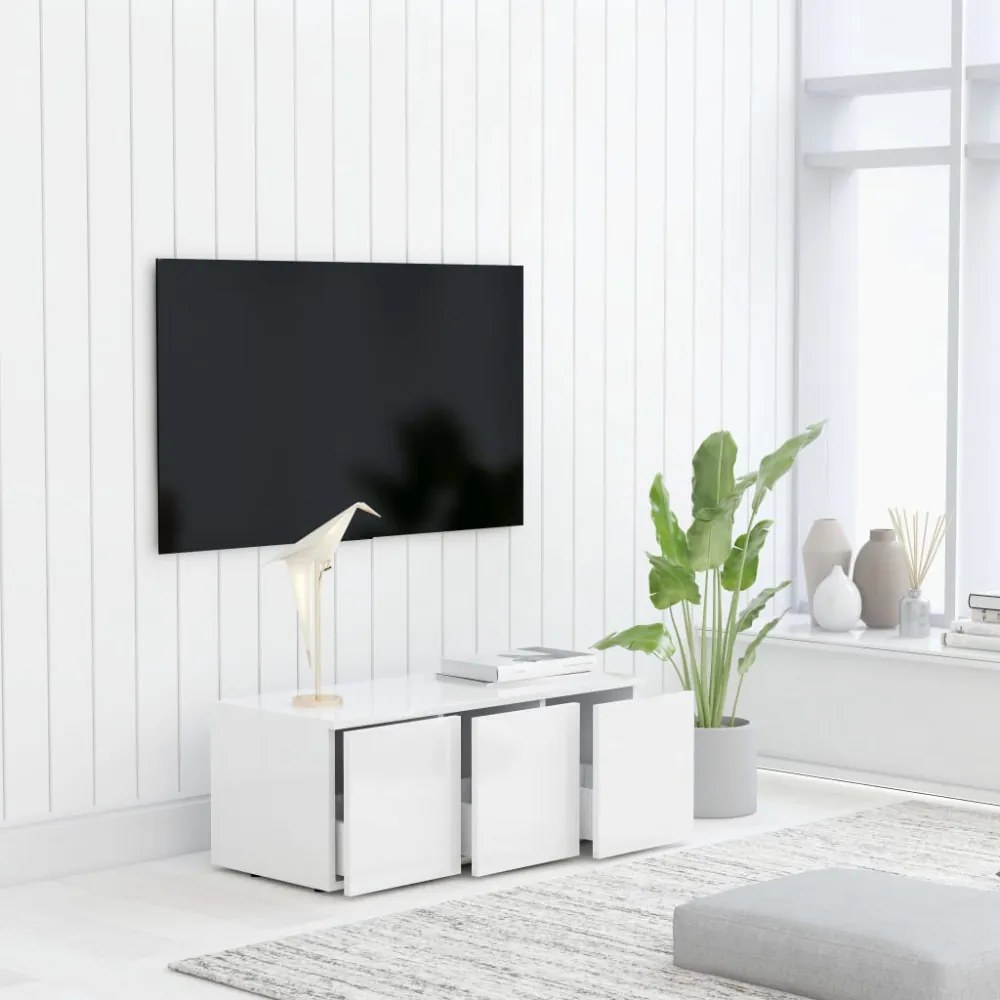 fehér szerelt fa TV-szekrény 80 x 34 x 30 cm