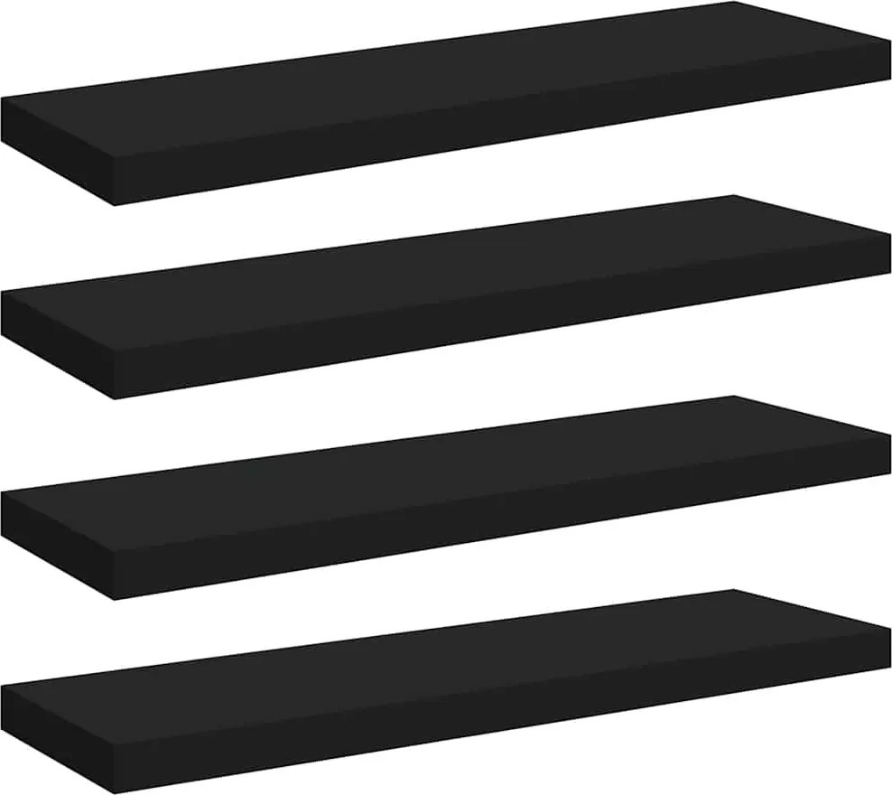 vidaXL 4 db fekete MDF lebegő fali polc 80 x 23,5 x 3,8 cm