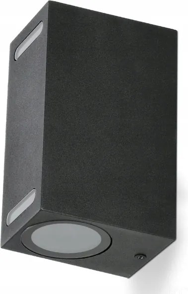 Homlokzati lámpa kétirányú 2xGU10 négyzet fekete Querk 7 IP54 Kobi