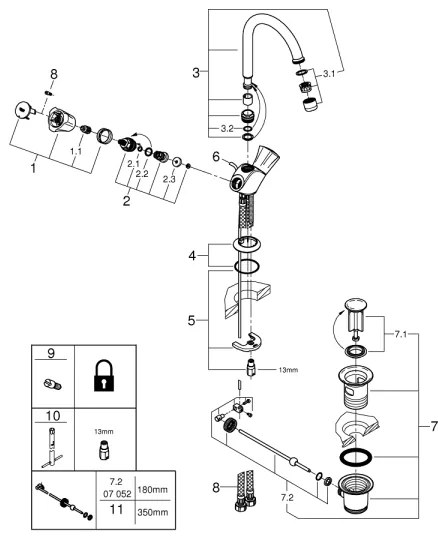 GROHE 21375001 - COSTA L mosdócsaptelep, fényes króm