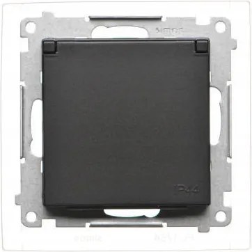 Szimpla földelt aljzat IP44 matt fekete Simon 55 TGZ1BCZ.01/149