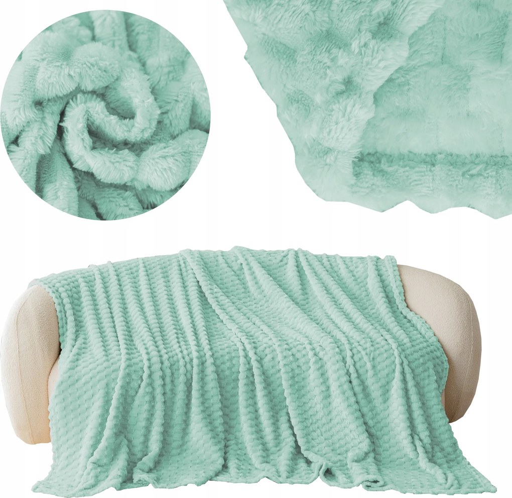 Takaró 160x200 Mikroszálas Dombornyomott Ágytakaró Puha Meleg Seledin