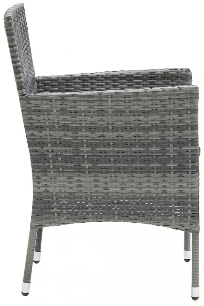 5 részes szürke polyrattan és üveg kerti étkezőgarnitúra