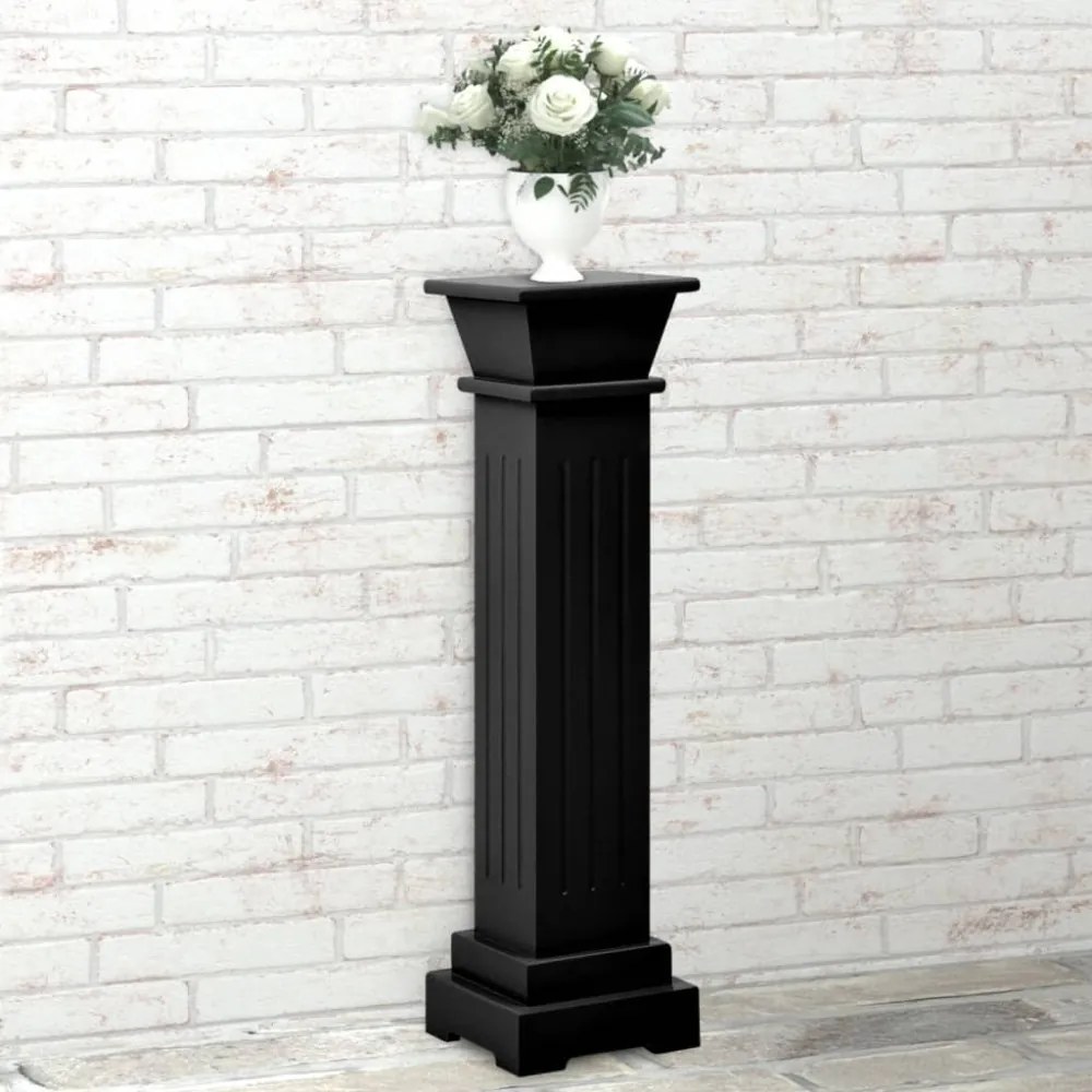 klasszikus fekete MDF szögletes oszlop virágállvány 17x17x66cm