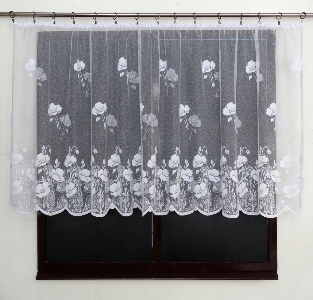 Mg Függöny 34/100 Pipacs Fehér 280X140 K szalaggal