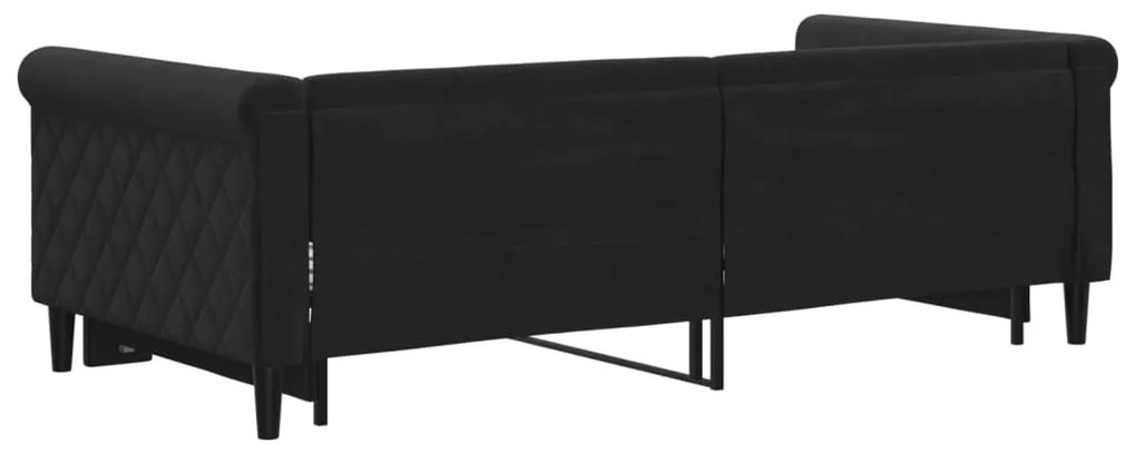 fekete kihúzható bársonyheverő 90 x 190 cm